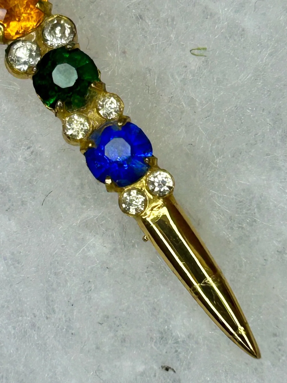 Vintage Sterling Vermeil Rhinestone Sword Brooch (c. 1955–1965)